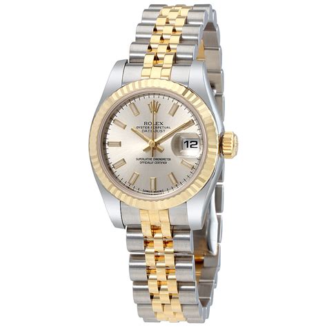 rolex silver and gold women's watch|Rolex lady Datejust 18k gold.